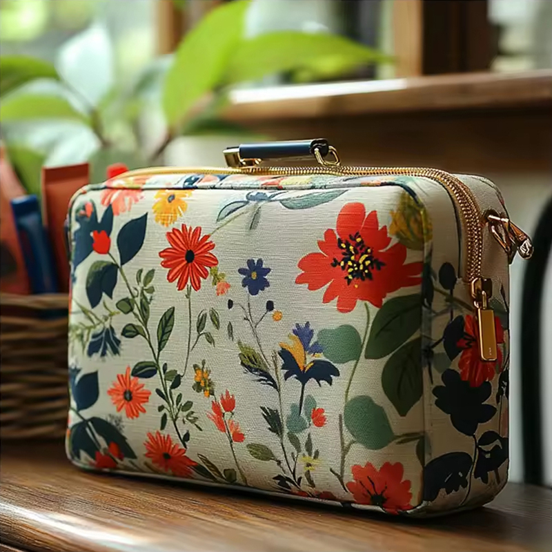 Cross Pattern Pu Printing Cosmetic Bag
