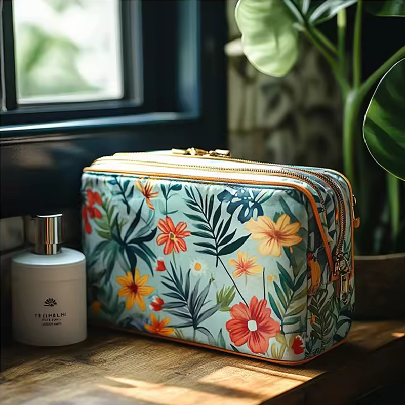 Gold-Plated Pu Luxury Travel Storage Cosmetic Bag