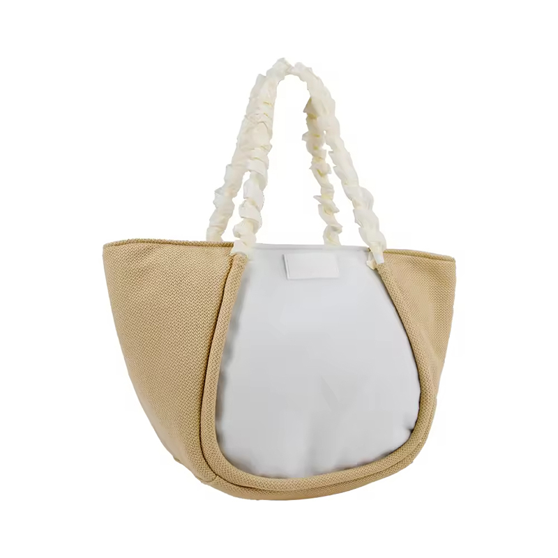 Large Capacity Knitted Fabric Shopping Bag With Pockets